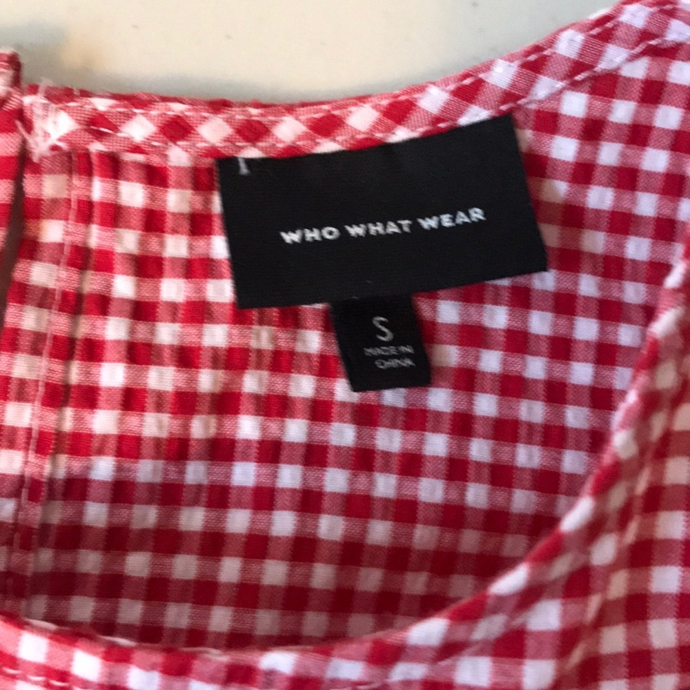 Red Check Ruffle Sleeve Top - Picture 3 of 6